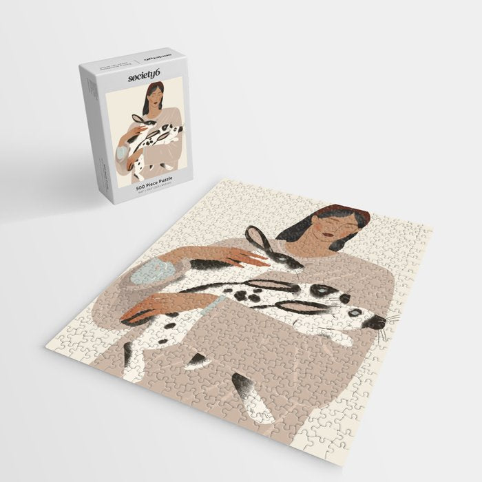 illustration of a girl with rabbits Jigsaw Puzzle Gallery Image 2