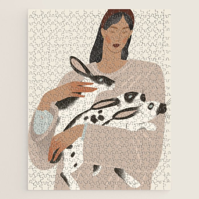 illustration of a girl with rabbits Jigsaw Puzzle Gallery Image 1