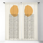 Ocean wave gold sunrise - mid century style Window Curtain Gallery Image 5