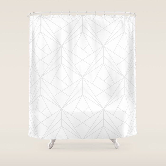 Geometric White Gray Modern Pattern  Shower Curtain