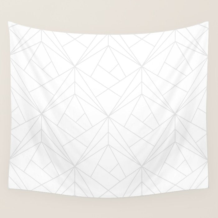 Geometric White Gray Modern Pattern  Wall Tapestry Gallery Image 4