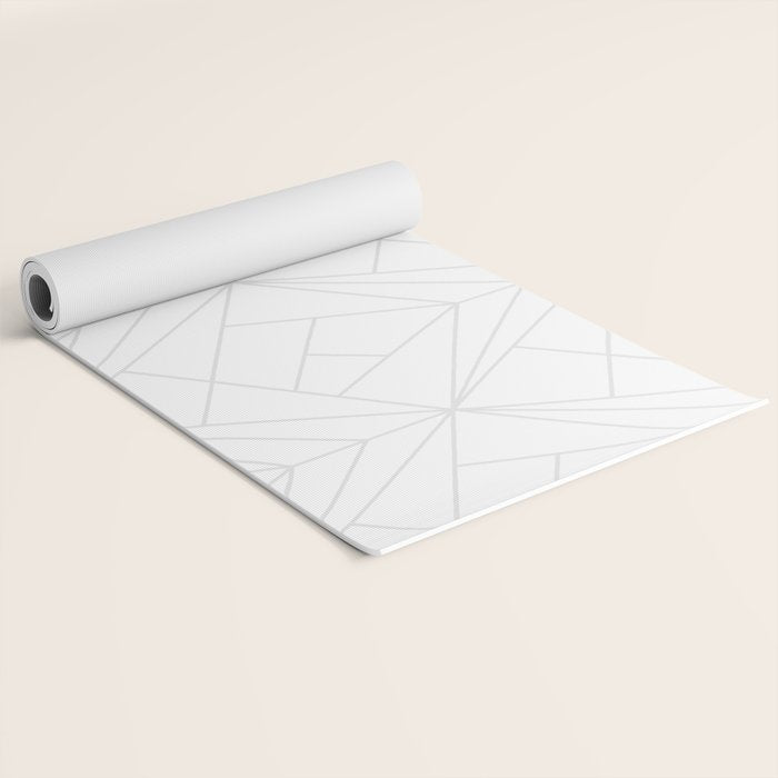 Geometric White Gray Modern Pattern  Yoga Mat Gallery Image 2