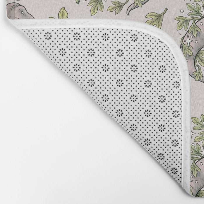 Tyrannosaurus & Sassafras | Dinosaur Botanical Art Bath Mat Gallery Image 2