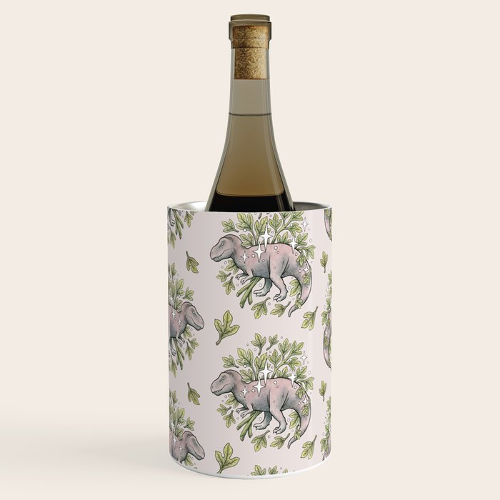 Tyrannosaurus & Sassafras | Dinosaur Botanical Art Wine Chiller Gallery Image 2