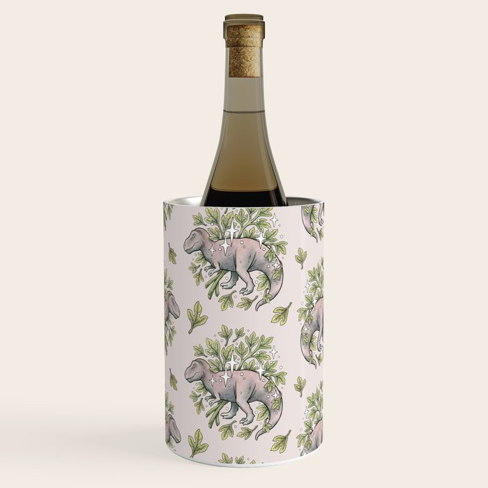 Tyrannosaurus & Sassafras | Dinosaur Botanical Art Wine Chiller Gallery Image 3