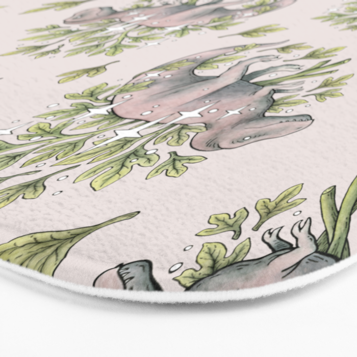 Tyrannosaurus & Sassafras | Dinosaur Botanical Art Bath Mat Gallery Image 3