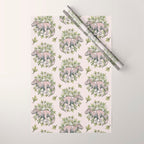 Tyrannosaurus & Sassafras | Dinosaur Botanical Art Wrapping Paper Gallery Image 1