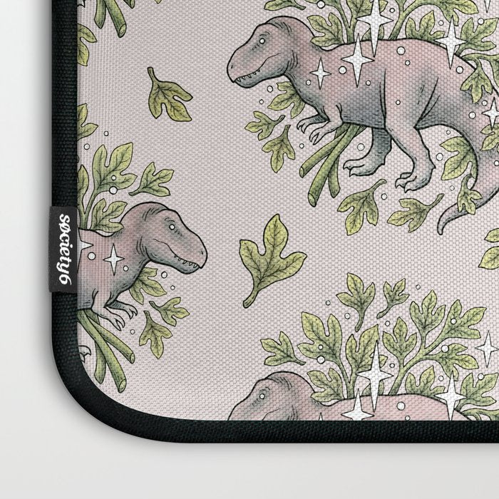 Tyrannosaurus & Sassafras | Dinosaur Botanical Art Laptop Sleeve Gallery Image 3