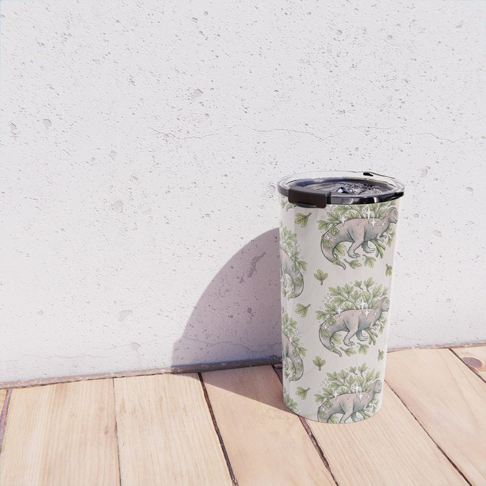Tyrannosaurus & Sassafras | Dinosaur Botanical Art Travel Mug Gallery Image 4