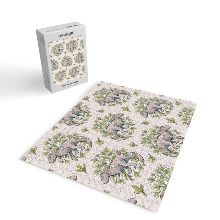 Tyrannosaurus & Sassafras | Dinosaur Botanical Art Jigsaw Puzzle Gallery Image 2