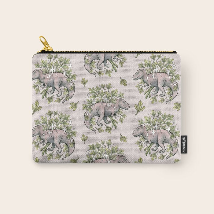 Tyrannosaurus & Sassafras | Dinosaur Botanical Art Carry All Pouch Gallery Image 1