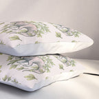 Tyrannosaurus & Sassafras | Dinosaur Botanical Art Pillow Sham Gallery Image 3