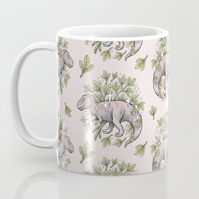 Tyrannosaurus & Sassafras | Dinosaur Botanical Art Coffee Mug Gallery Image 3