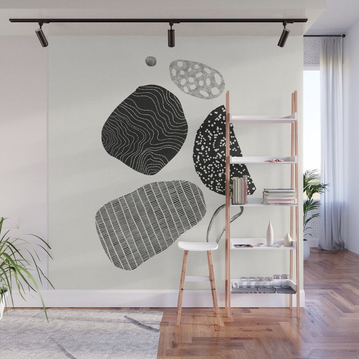 Monochrome Abstract Shapes #2 Wall Mural Gallery Image 1