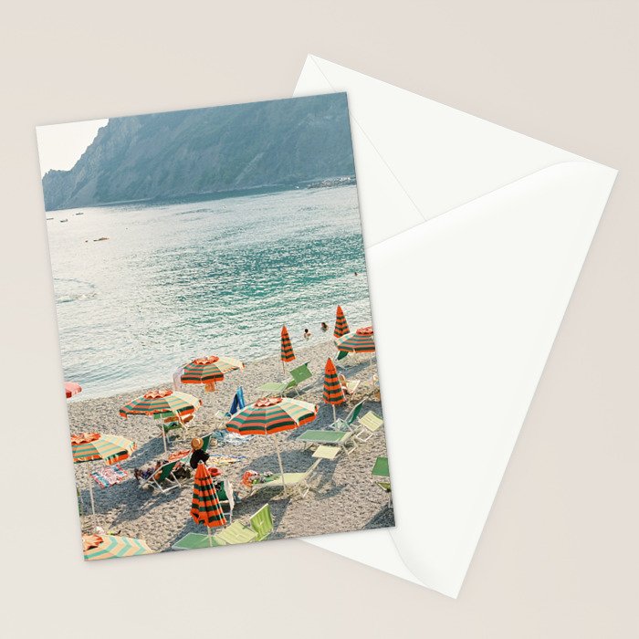 Monterosso al Mare, Cinque Terre | Beach with umbrellas | Travel Photography Print Stationery Card Gallery Image 2