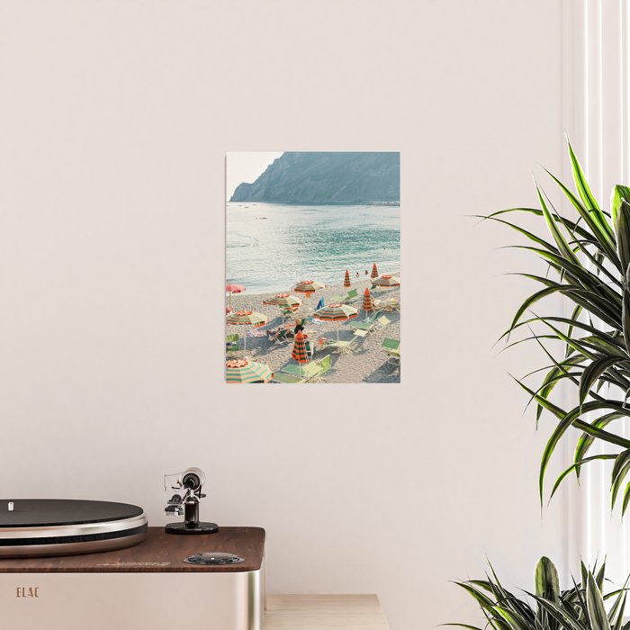 Monterosso al Mare, Cinque Terre | Beach with umbrellas | Travel Photography Print Poster Gallery Image 2