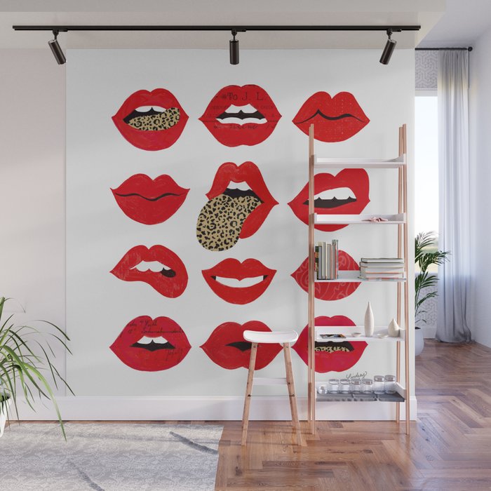 Leopard Lips of Love Wall Mural Gallery Image 1