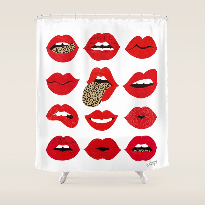 Leopard Lips of Love Shower Curtain