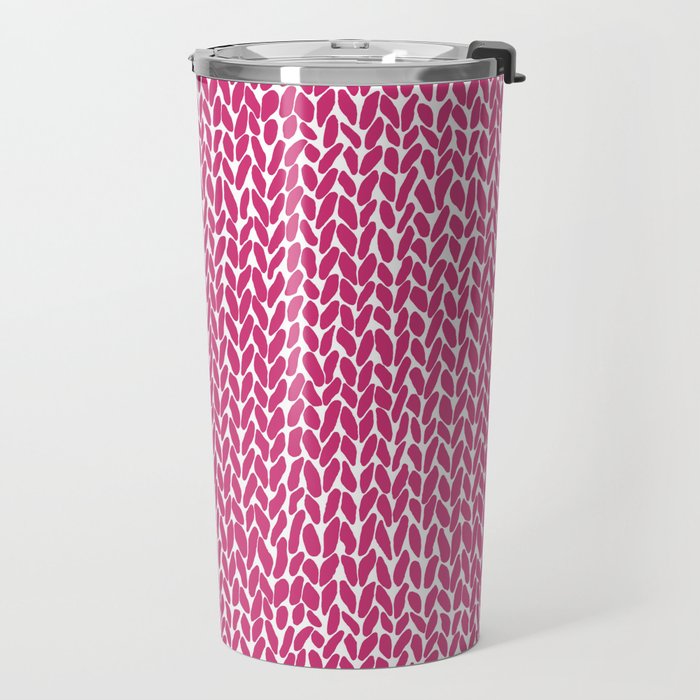 Hand Knit Hot Pink Travel Mug Gallery Image 2