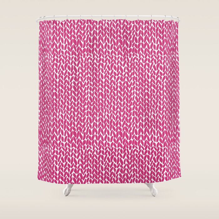 Hand Knit Hot Pink Shower Curtain Gallery Image 1