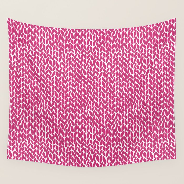 Hand Knit Hot Pink Wall Tapestry Gallery Image 1
