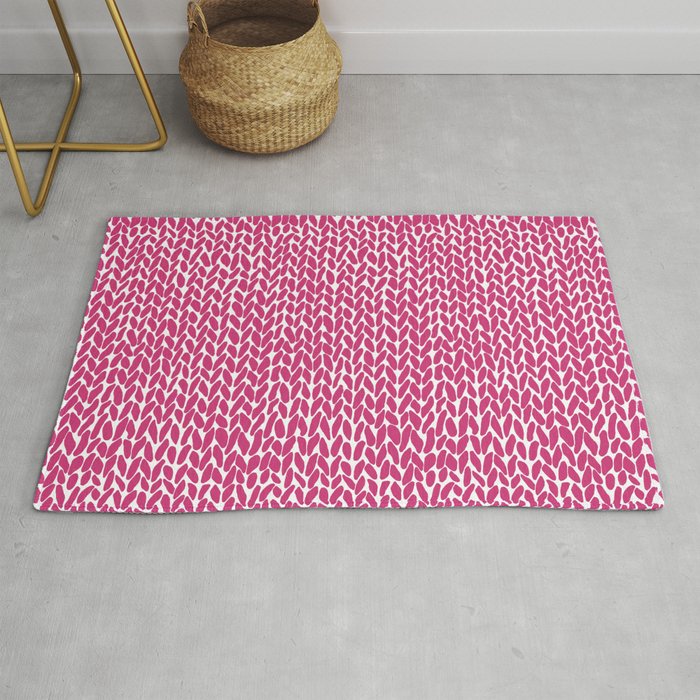 Hand Knit Hot Pink Rug Gallery Image 1