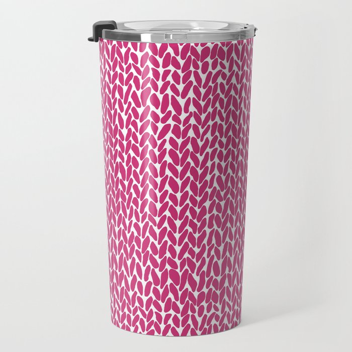 Hand Knit Hot Pink Travel Mug Gallery Image 3