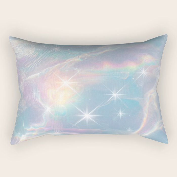 Iridescent Water Glow with Pastel Sparkle Reflections Rectangular Pillow Gallery Image 2