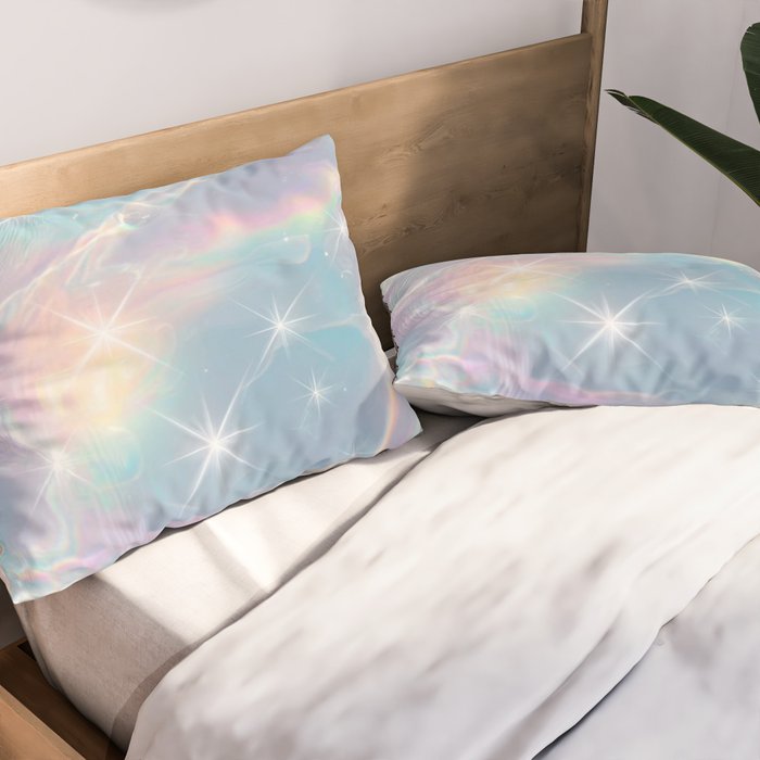 Iridescent Water Glow with Pastel Sparkle Reflections Pillow Sham Gallery Image 2