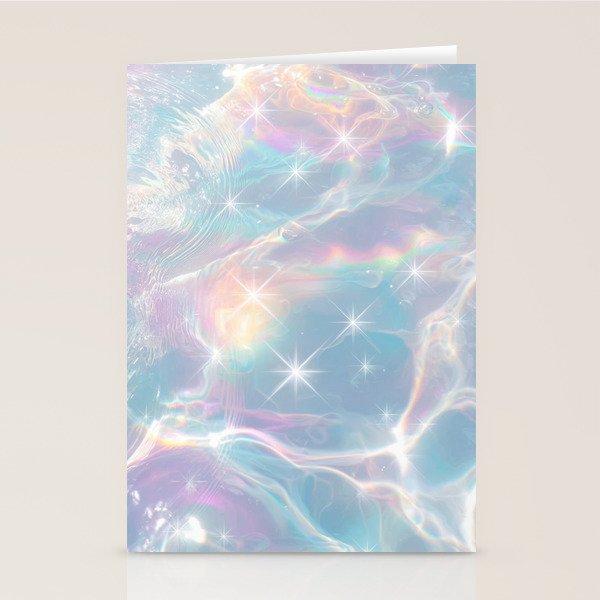 Iridescent Water Glow with Pastel Sparkle Reflections Stationery Card Gallery Image 2