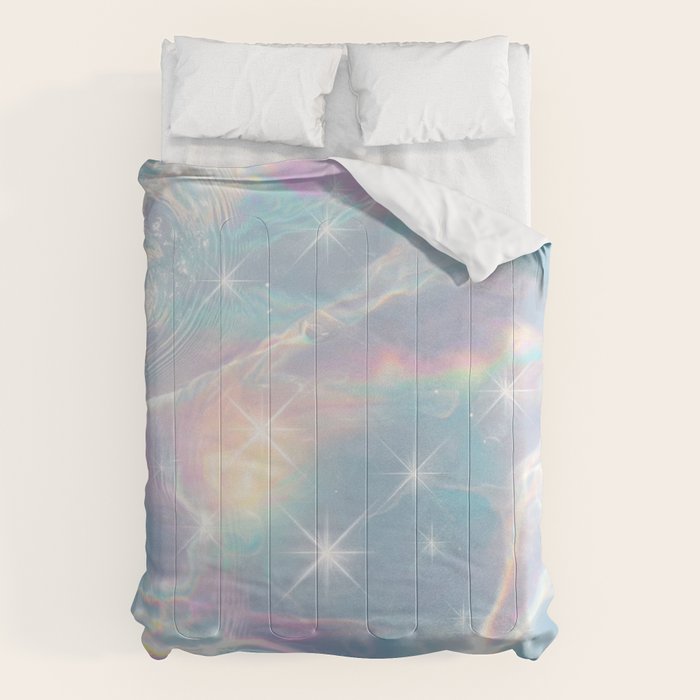 Iridescent Water Glow with Pastel Sparkle Reflections Comforter Gallery Image 6