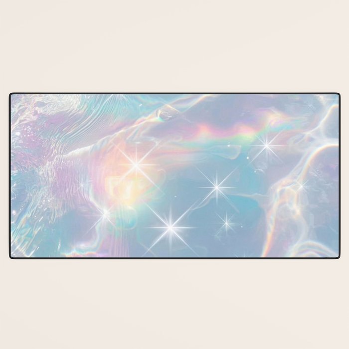 Iridescent Water Glow with Pastel Sparkle Reflections Desk Mat Gallery Image 3