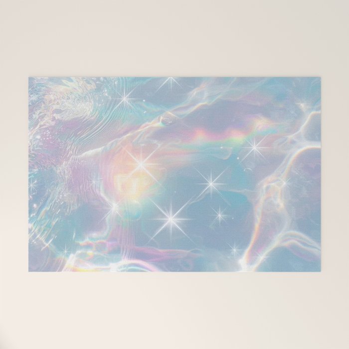 Iridescent Water Glow with Pastel Sparkle Reflections Welcome Mat Gallery Image 1