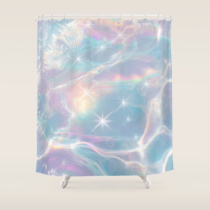 Iridescent Water Glow with Pastel Sparkle Reflections Shower Curtain Gallery Image 1