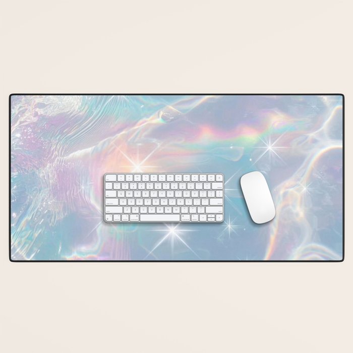 Iridescent Water Glow with Pastel Sparkle Reflections Desk Mat Gallery Image 1