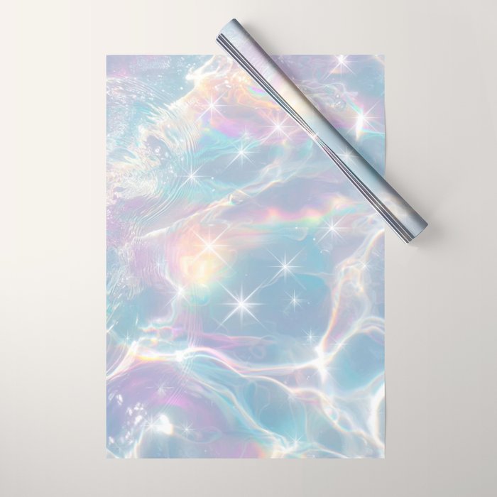 Iridescent Water Glow with Pastel Sparkle Reflections Wrapping Paper Gallery Image 1