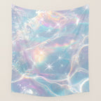 Iridescent Water Glow with Pastel Sparkle Reflections Wall Tapestry Gallery Image 4