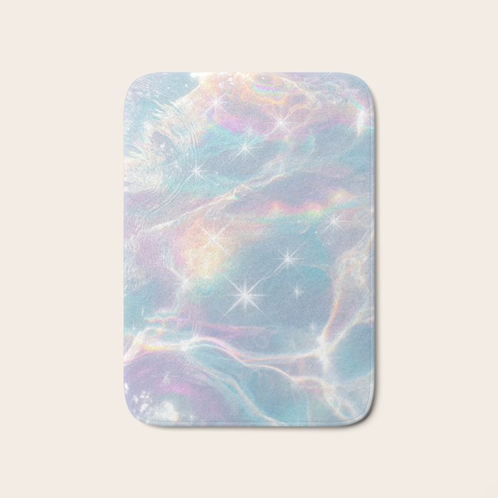 Iridescent Water Glow with Pastel Sparkle Reflections Bath Mat Gallery Image 1