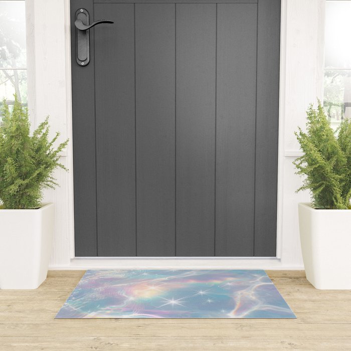 Iridescent Water Glow with Pastel Sparkle Reflections Welcome Mat Gallery Image 3