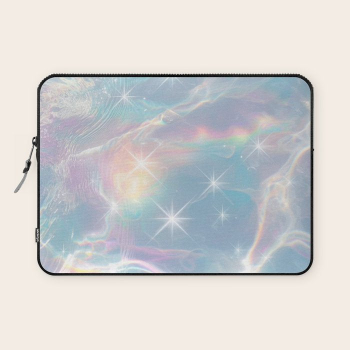 Iridescent Water Glow with Pastel Sparkle Reflections Laptop Sleeve Gallery Image 1