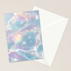 Iridescent Water Glow with Pastel Sparkle Reflections Stationery Card Gallery Image 2