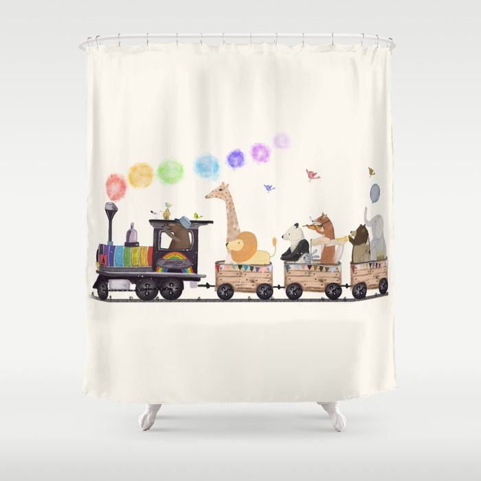 the rainbow train Shower Curtain Gallery Image 1