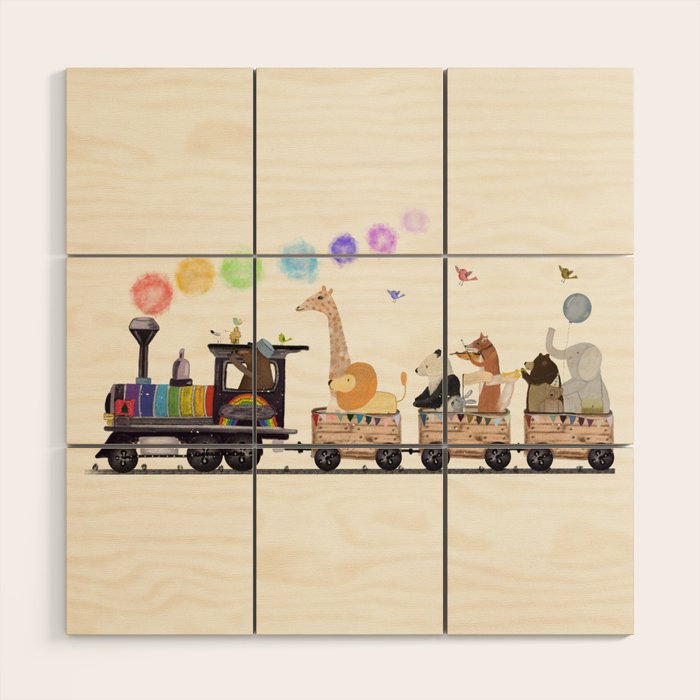 the rainbow train Wood Wall Art Gallery Image 1