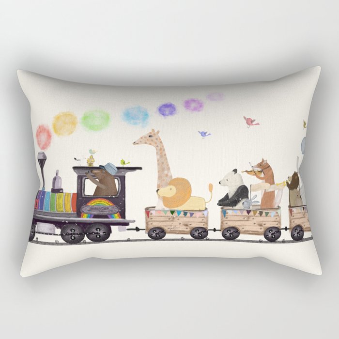 the rainbow train Rectangular Pillow Gallery Image 1