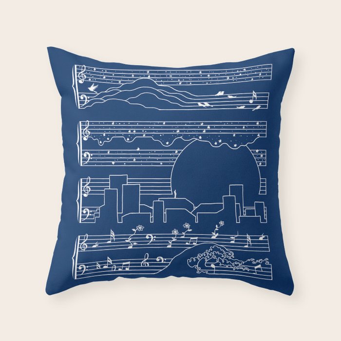 The Moonlight Sonata Blue Throw Pillow Gallery Image 6