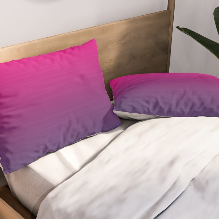 FUSCHIA pink to violet purple Gradient Ombre painted appearance Pillow Sham Gallery Image 2