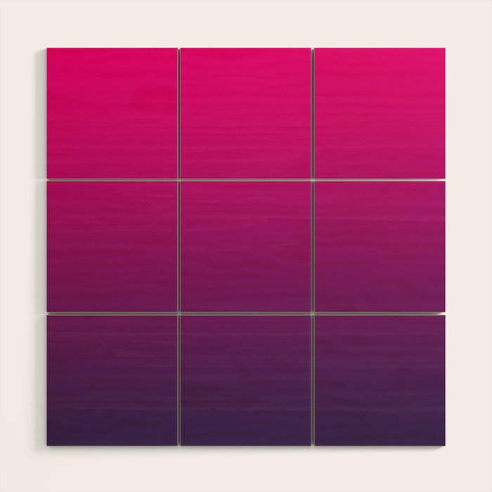 FUSCHIA pink to violet purple Gradient Ombre painted appearance Wood Wall Art Gallery Image 1