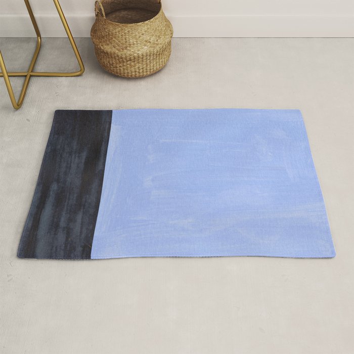Pastel Blue Navy Dark Blue Rothko Inspired Midcentury Modern Minimalist Color Field Rug Gallery Image 1