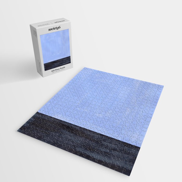Pastel Blue Navy Dark Blue Rothko Inspired Midcentury Modern Minimalist Color Field Jigsaw Puzzle Gallery Image 2