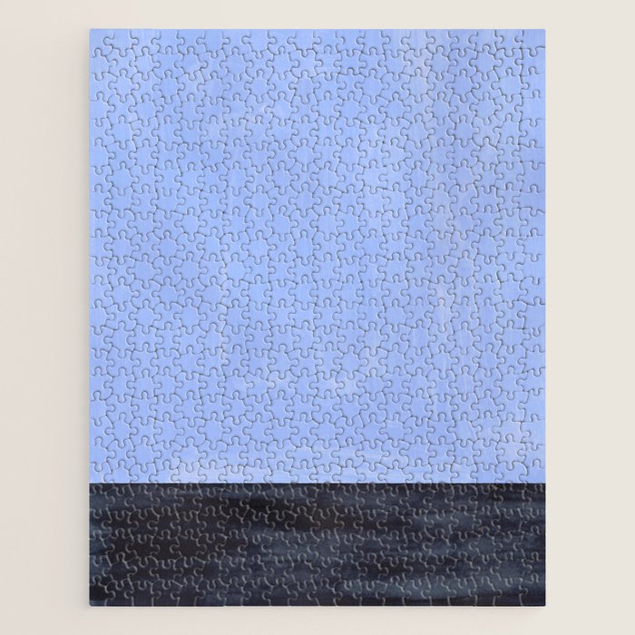 Pastel Blue Navy Dark Blue Rothko Inspired Midcentury Modern Minimalist Color Field Jigsaw Puzzle Gallery Image 1